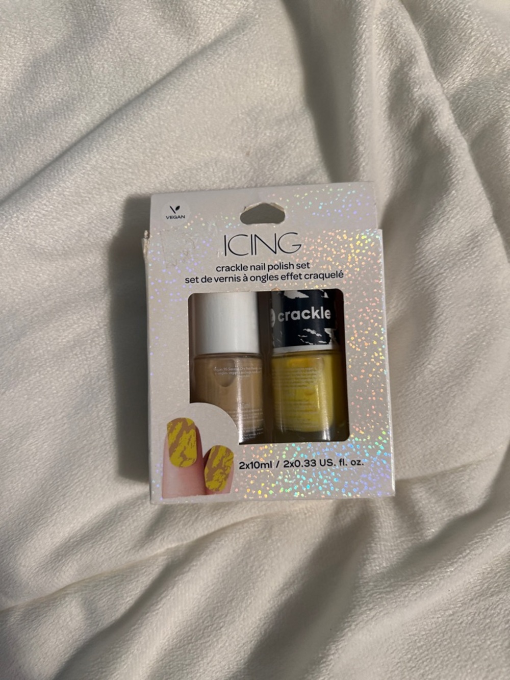 Icing Crackle Nail Polish Duo - Yellow & Gold Shimmer